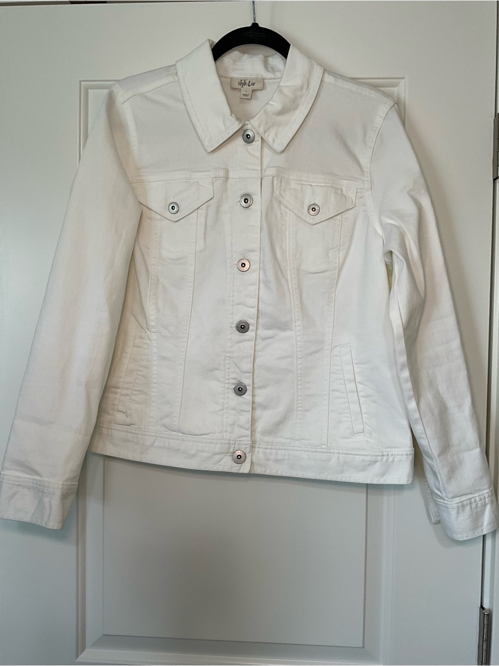 Style & Co. White Denim Jean Jacket - Women's Button-Front